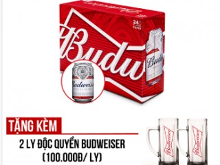 Tặng 3 chai Budweiser Aluminum 355ml khi mua thùng Budweiser 24 lon 330ml