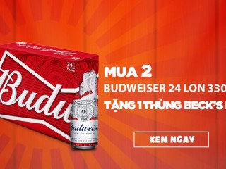 Tặng 1/2 thùng Budweiser 500ml khi mua 1 thùng Budweiser 24 lon 330ml phiên bản ngoại hạng anh