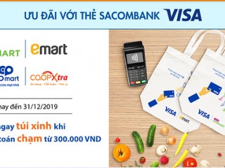Nhận túi xinh khi thanh toán chạm Sacombank Visa